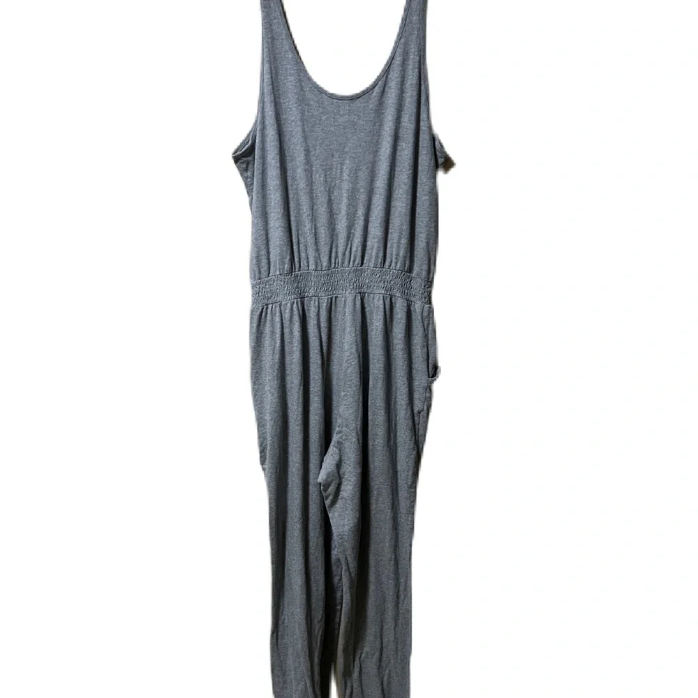 Aerie Grey Sleeveless Casual Athleisure Jumpsuit Large Cotton Lounge Comfy - Picture 2 of 7